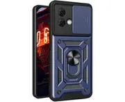 Ezydigitals Case For Moto E14 Hard Shockproof Case Metal Ring Kickstand Cover - Blue