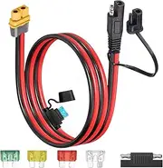 Xiatiaosann XT60 to SAE Extension Cable 10AWG SAE Plug to XT60 Solar Panel Cable Female Adapter Connector, with Fuse for Solar Generator Portable Power Station Solar Panel(2FT)