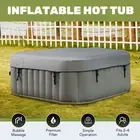 Portable 5 ft Square Hot Tub 4 Person Inflatable Adult Pool w Cover Pump Gray