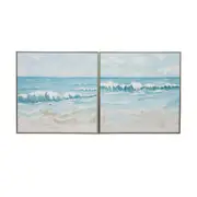[Florabelle Living] Kyrah Waves Handpainted Canvas With Natural Frame Set 2