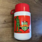 1995 Disney's Green Army Men Thermos Red Vintage Bottle Cup Soup Never Used!! 6”