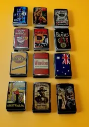 12 Pcs Windproof Oil Lighters Novelty Collectible Designs Jack Daniels Aus Coke