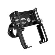 Aluminum Alloy Bike Bicycle Motorbike Handlebar Phone Holder With Silicone Strap For 3.5 inch-6.2 inch Smart Phone BLACK COLOR