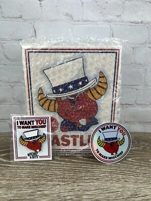 Mischief Toys Figure & Pin Sticker Bundle Uncle Gastley Uncle Sam In Hand Sealed