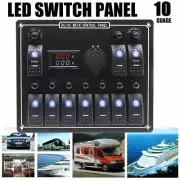 10 Gang Rocker Switch LED Control Toggle Panel For Car Boat Marine