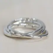 New Authentic Pandora Swirling Symmetry Ring 191034CZ Size 56 W Hinged Box