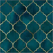 [HAOKHOME] Peel and Stick Wallpaper Graphic Trellis Emerald/Gold Removable contactpaper for Home Bathroom Decorations 0.45m X 3m