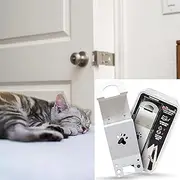 TheDoorLatch Adjustable Cat Door Stopper, Heavy-Duty Steel Door Holder for Keeping Dogs and Kids Out of Rooms, Litter Boxes, and Food, White Powder Coated Cat Door Latch, 3.5 to 4.5 Inches Opening