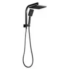 Wels Rain Shower Head Square Wall Handheld Spray Bracket Rail Black