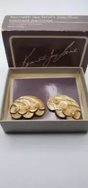 KJL Kenneth Jay Lane Enamel & Crystal Papillon Butterfly Pierced Earrings Avon
