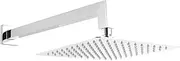 [ACA International] WELS Chrome 10'' Square Rain Shower Head with 400mm Wall Shower Arm Bathroom Shower Head Set Large Swivel Stainless Steel Shower Head L-Shape Shower Arm (Chrome)