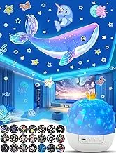 Projector Night Light for Kids + 21 Sets of Films, Baby Night Light Projector for Bedroom, Ceiling, Kids Star Galaxy Projector with 360° Rotation for Baby Girls Boys, Christmas, Nursery, Room Decor