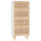 Chest of Drawers Retro Sideboard Storage Rack Cabinet Dresser Rattan Pine Wood