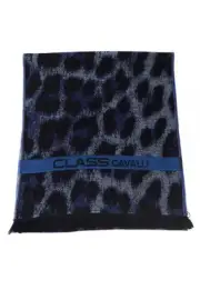 Cavalli Class Blue Wool Men Scarf - RRP 176.04 USD