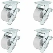 CasterHQ- 4" x 2" Steel Swivel Casters w/Brakes - Set of 4 - Durable Heavy Duty