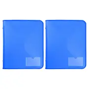 2x Marbig 2 D-Ring A4 Zipper Binder 25mm w/ Tech Case File Document Holder Blue