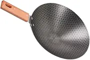 BEBEMOKO Traditional Round Iron Wok Small Japanese Style Wok Cooking Pot for Gas Stove