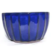 Bonsai pot No. 4 Chrysanthemum-shaped small bowl Blue sea cucumber glaze Seto wa