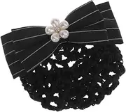 Minkissy Net Hair Net Hair Clips Women Hair Clip Hairnet Snood Net Barrette Hair Clip Bun Cover with for Women (Black and White Striped Hair Net) Women Hair Clips Black Hair Mesh