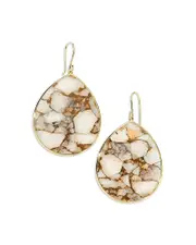 Ippolita 18K Yellow Gold Rock Candy Bronze White Calcite Slice Large Drop Earrings