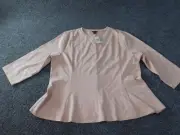 Ann Taylor Womens Blouse 2XL XXL pink pullover flare crewneck top stretch rayon
