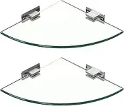GeekDigg 2-Pack Glass Shelf Shower Caddie, Adhesive Shower Caddy Shelves for Inside Showers, No Drill Adhesive Wall Mounted Bathroom Organizer Shelves with Aluminium Brackets