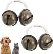 QZKJQDD 2 Set Loud Dog Cat Collar Bells, Metal Pet Bells, Pet Tracker Bells Pets Collar Charm Pendant Vintage Small Bell for Pet Necklace Collar Decoration and Potty Training