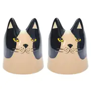 2PK Urban Bailey Cat Ceramic Planter Flower/Plant Pot Decor 14cm Black/White