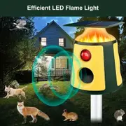 Solar Ultrasonic Animal Repeller Dog Repellent Waterproof 360 Induction LED Flame Light Outdoor Dogs Deer Cat and Raccoons for Garden Yard