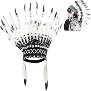 Native American Headdress for Kids, Black Chief Indian Feather Headdress Props Hat Funny Child Photography Props Hat for Toddler Unisex Children(Black)