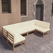 Generic 6 Piece Garden Lounge Set&Cushions Honey Brown Solid Pinewood,3077177