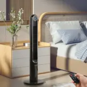 Tower Oscillating Timer Cooling Black Remote Quiet Speeds With Control 42 Inch