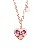 Genevive Kids Two-Tone Over Silver CZ Heart Necklace