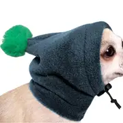 Dog Fleece Winter Warm Hat Outdoor Ear Protects Hat Solid Color Drawstring Hat Dark green L