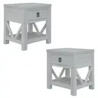 Divano Myer 2Pc Set Bedside Tables Storage Cabinet Shelf Side End White Wash sil