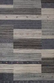 Soft and Plush Grey Gabbeh Hand-knotted Wool Rug 5x8 ft.