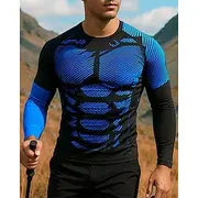 Men's Running Top Hiking Tee shirt Hiking Sweatshirt Long Sleeve Crew Neck Tee Tshirt Top Outdoor Breathable Quick Dry Lightweight Elastic Pullover Polyester C