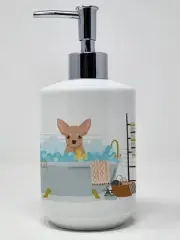 Cream Chihuahua Ceramic Soap Dispenser Hand Soap Dispenser Pump Bottles for