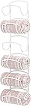 mDesign Steel Towel Holder for Bathroom Wall - Wall Mounted Organizer for Rolled Towels and Bath Robes - Six Level Wall Mount Towel Storage Rack - Bathroom Towel Organizer - Hyde Collection - White