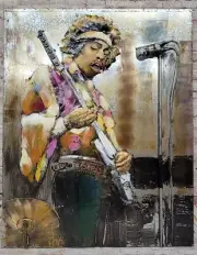 Original Abstract Jimi Hendrix Yellow Strat Psychedelic Music Wall Art Painting
