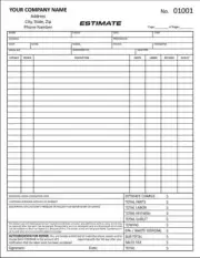 500 Automobile Auto Body Estimate / 2 Part Carbonless/ 8.5 x 11 / TMG027