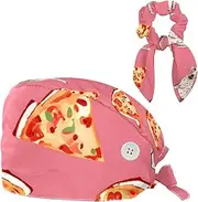 [YTYVAGT] Scrub Caps Women,Scrub Hats Suitable for Women,Boxer Dog Pizza Pink