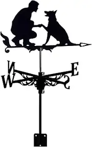 Weather Vane Man and Dog Sculptures Garden Weathervane Wind Vane with Anti Rust Coating Garden Yard Decorative Wind Direction Indicator