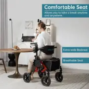 10” Deluxe ELENKER Rollator Walker Medical Wheelchair Transport Chair Stand Aid
