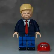 Custom Lego Donald Trump Minifigure (Dark Blue Suit & MAGA hat), Ships Free!