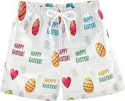 [RPLIFE] Boys Swim Trunks, Anti Chafe Swim Trunks Boys 2 T, Colorful Easter Eggs White