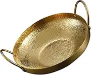 PAMINGONO Stainless Steel Wok Portable Cooking Pot with Double Handles for Home Restaurants Hot Pot Shops Easy to Clean for Family Gatherings Dinner Parties