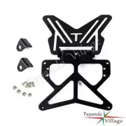 Black Aluminum Motorcycle Number Plate Hanger Bracket w/ Slide In Mounts Set