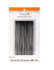 Celebrate It HALLOWEEN 6.5ft. Black Tinsel FRINGE CURTAIN