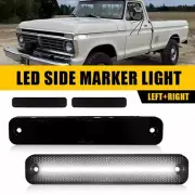 For 1973-1979 Ford F100 F150 F250 F350 Smoked F/R White LED Side Marker Light 2x